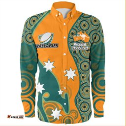 Amazing Aussie Australia Wallabies Customs Custom Proud And Honoured Indigenous Aboriginal Inspired Gold Jerseys Long Sleeve Shirt