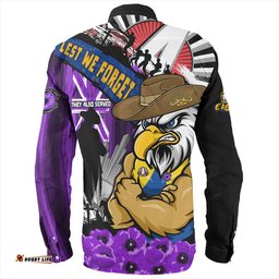 Amazing Aussie West Coast Eagles ANZAC Day Honor Purple Valor And Spirit Long Sleeve Shirt