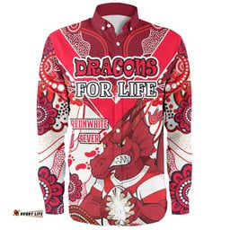 Amazing Aussie St. George Illawarra Dragons Custom St. George Illawarra Dragons For Life With Aboriginal Style Long Sleeve Shirt