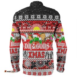Amazing Aussie St. George Illawarra Dragons Christmas Aboriginal Custom Indigenous Knitted Ugly Xmas Style Long Sleeve Shirt