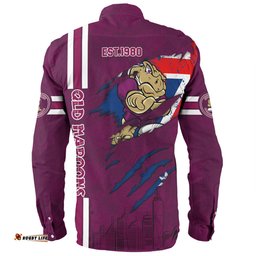 Amazing Aussie Queensland Maroons Happy Australia Day Flag Scratch Style Long Sleeve Shirt