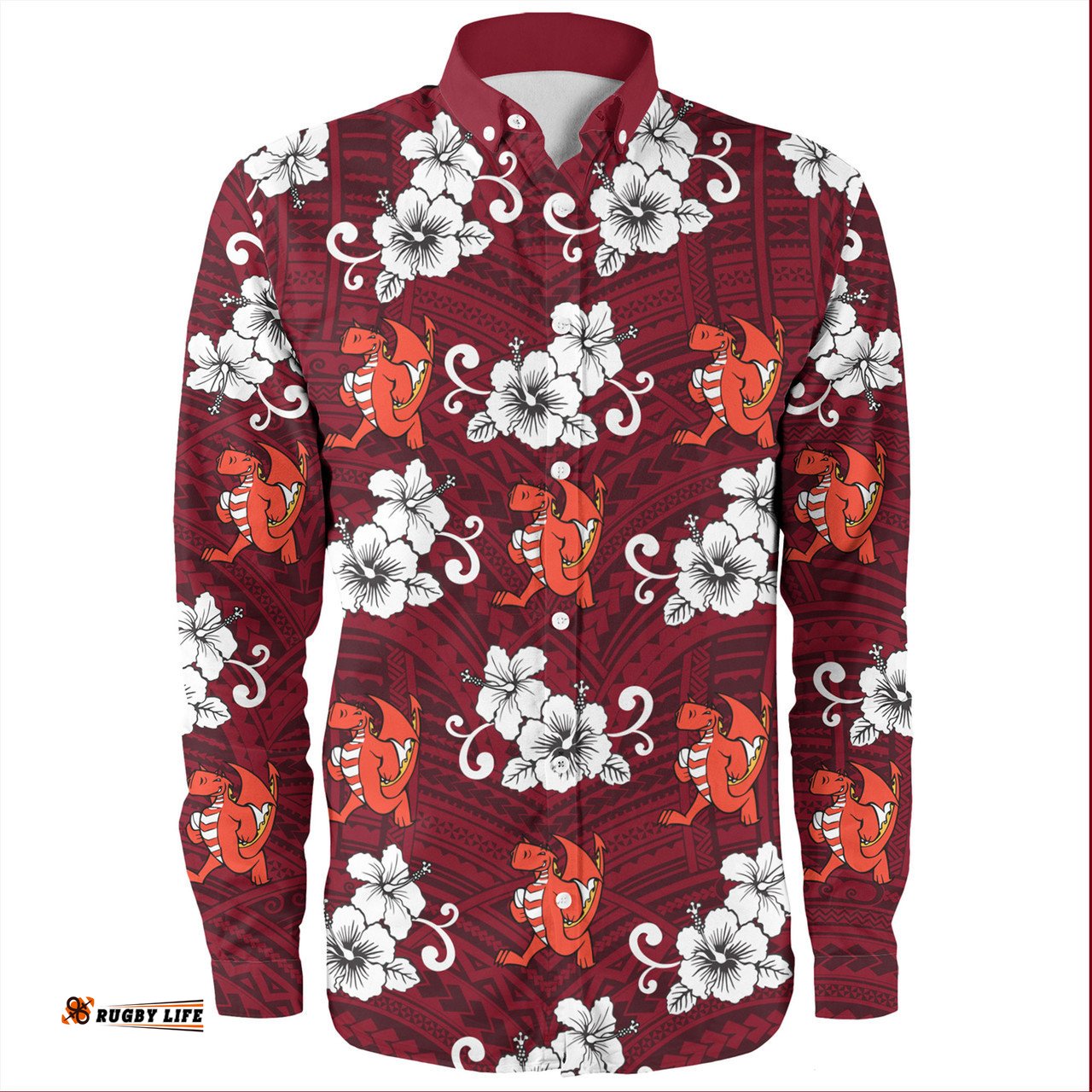 Amazing Aussie St. George Illawarra Dragons Custom St. George Illawarra Dragons With Maori Patterns Long Sleeve Shirt