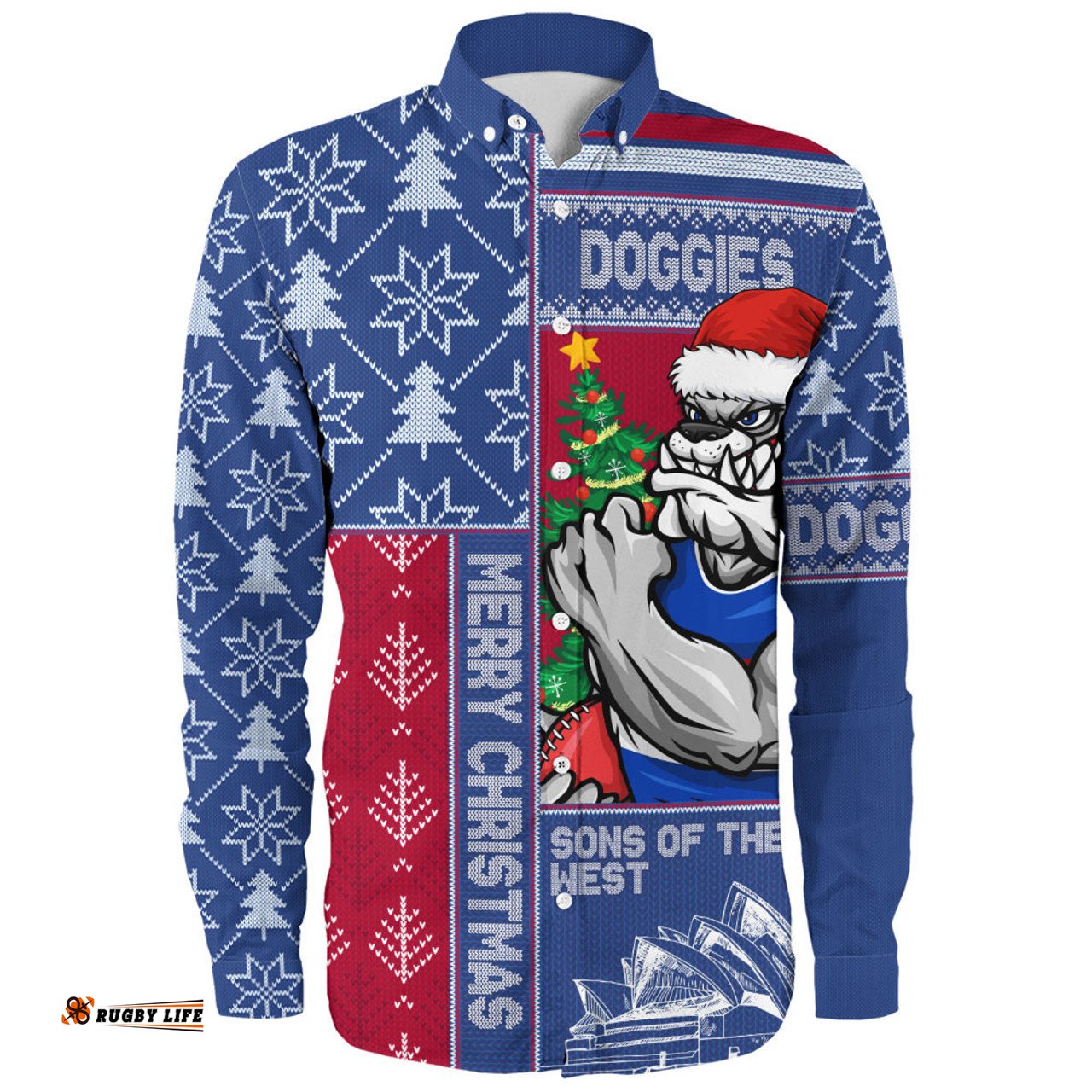 Amazing Aussie Western Bulldogs Merry Christmas Knit Style Festive Spirit Long Sleeve Shirt