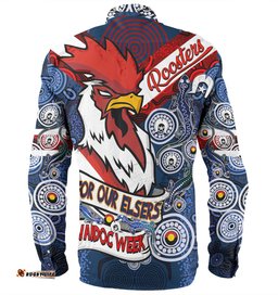 Amazing Aussie Sydney Roosters Naidoc Week Customs Sydney Roosters Naidoc WeekFor Our Elders Dot Art Style With Lizards Long Sleeve Shirt