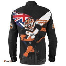 Amazing Aussie Wests Tigers Custom For Die Hard Fan Australia Flag Scratch Style Long Sleeve Shirt