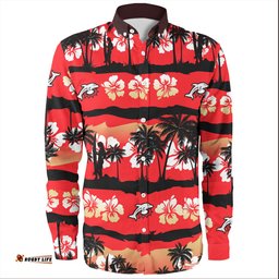 Amazing Aussie Redcliffe Dolphins Tropical Hibiscus and Coconut Trees Long Sleeve Shirt