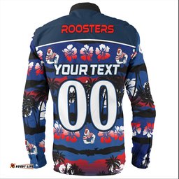 Amazing Aussie Sydney Roosters Tropical Hibiscus and Coconut Trees Long Sleeve Shirt