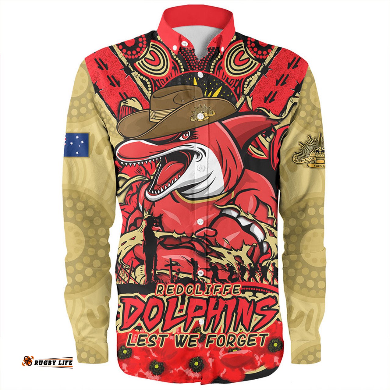 Amazing Aussie Redcliffe Dolphins Ripped Legacy Of The Game The ANZAC Spirit Lives On Long Sleeve Shirt