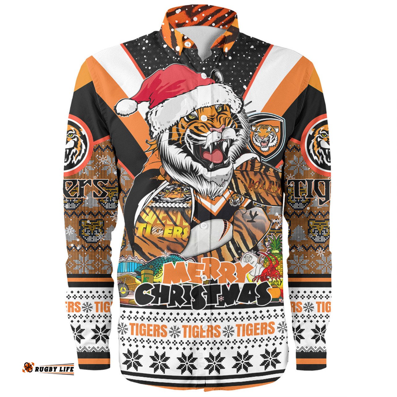 Amazing Aussie Wests Tigers Christmas Custom Tigers Santa Aussie Big Things Long Sleeve Shirt