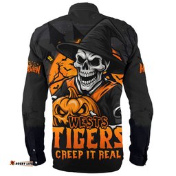 Amazing Aussie Wests Tigers Dark Moon Rugby Halloween Battle Edition Long Sleeve Shirt