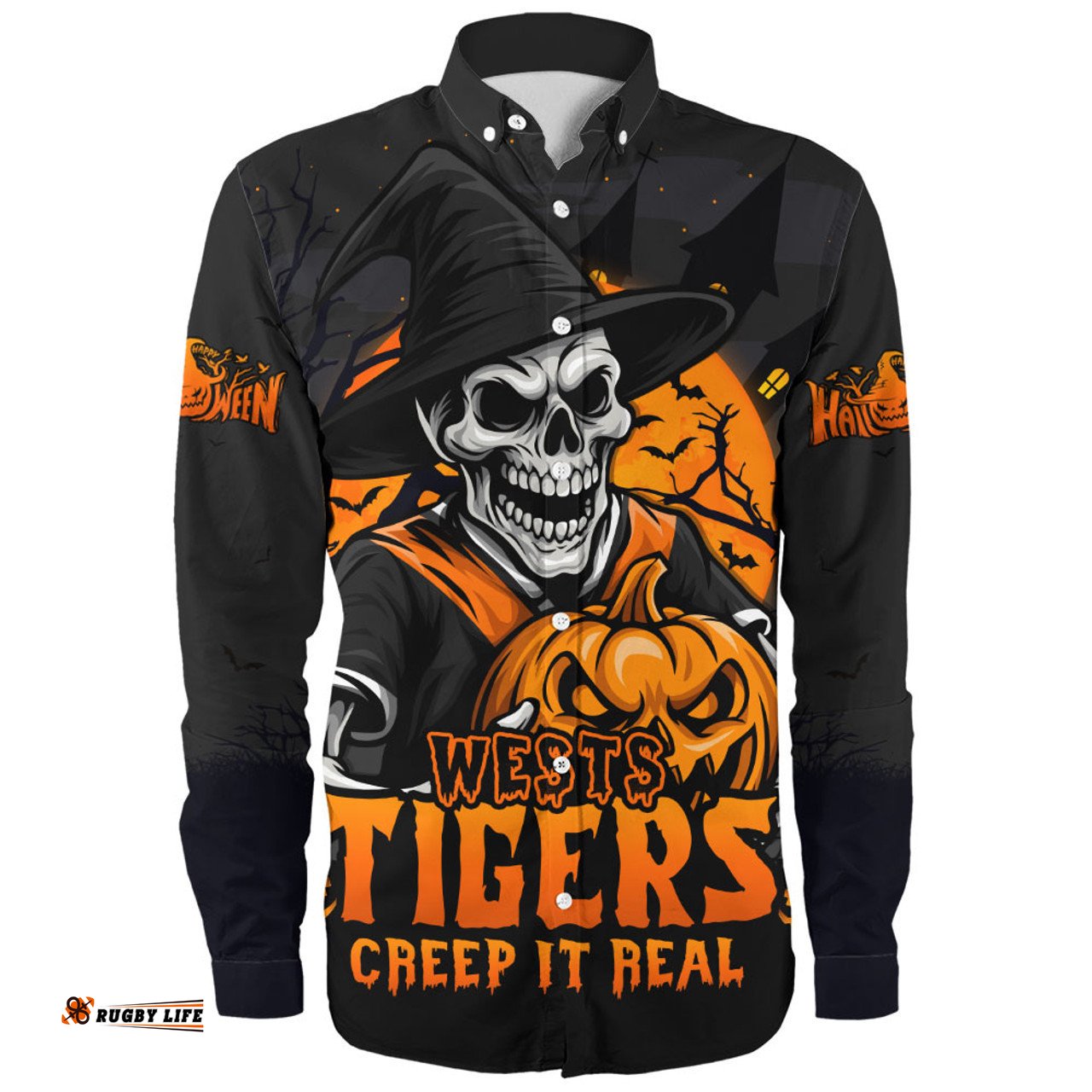 Amazing Aussie Wests Tigers Dark Moon Rugby Halloween Battle Edition Long Sleeve Shirt