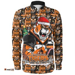 Amazing Aussie Wests Tigers Merry Ugly Christmas Comic Style Long Sleeve Shirt