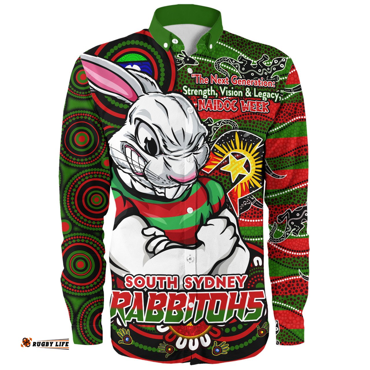 Amazing Aussie South Sydney Rabbitohs Spirit Of NAIDOC Series Long Sleeve Shirt