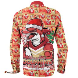 Amazing Aussie Redcliffe Dolphins Merry Ugly Christmas Comic Style Long Sleeve Shirt