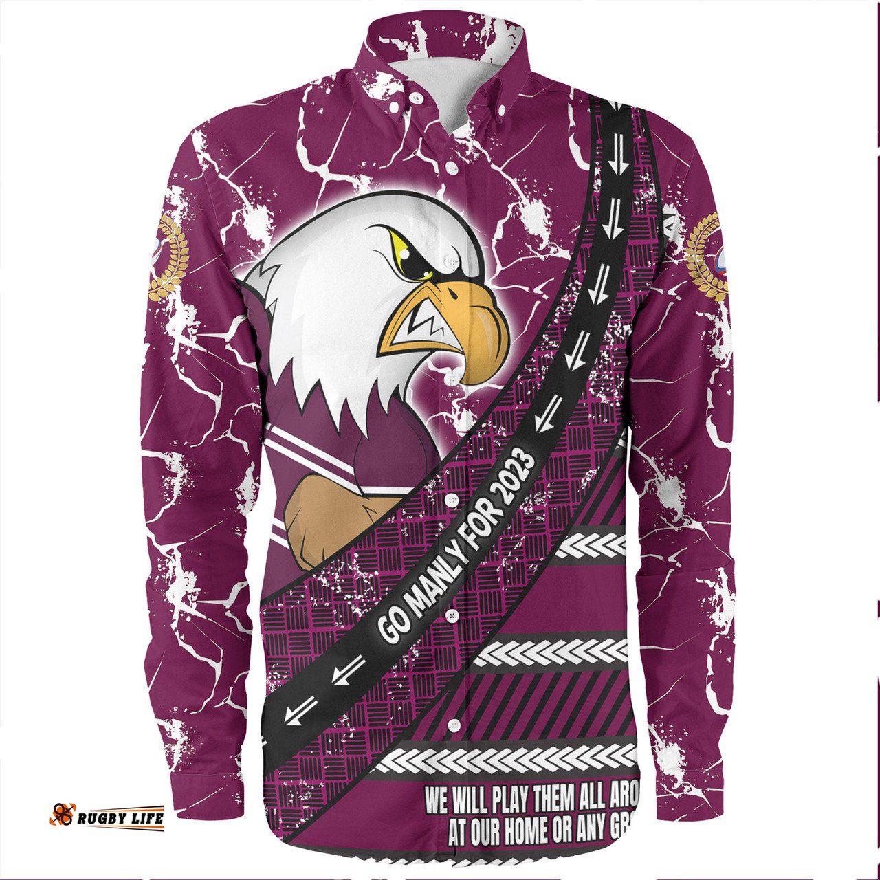 Amazing Aussie Manly Warringah Sea Eagles Theme Song For Rugby With Sporty Style Long Sleeve Shirt