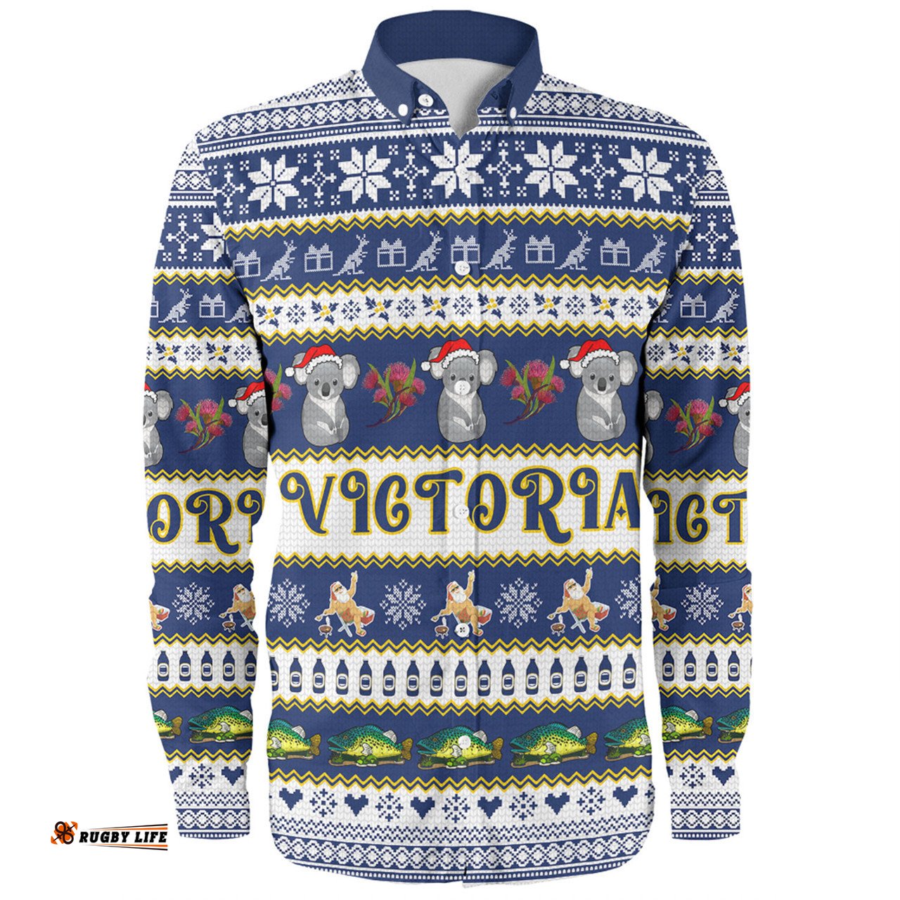 Amazing Aussie Victoria Big Things Christmas Custom Giant Koala And Murray Cod Long Sleeve Shirt