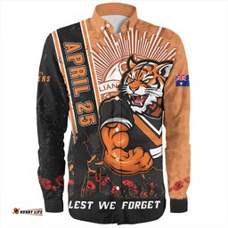 Amazing Aussie Wests Tigers Anzac Day Lest We Forget Strong Fighting Spirit Long Sleeve Shirt