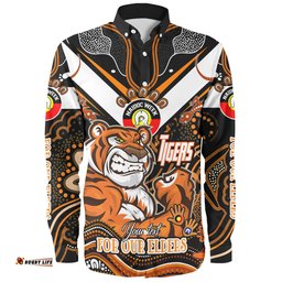 Amazing Aussie Wests Tigers Naidoc Week Custom For Our Elders Home Jersey Shirt Long Sleeve Shirt