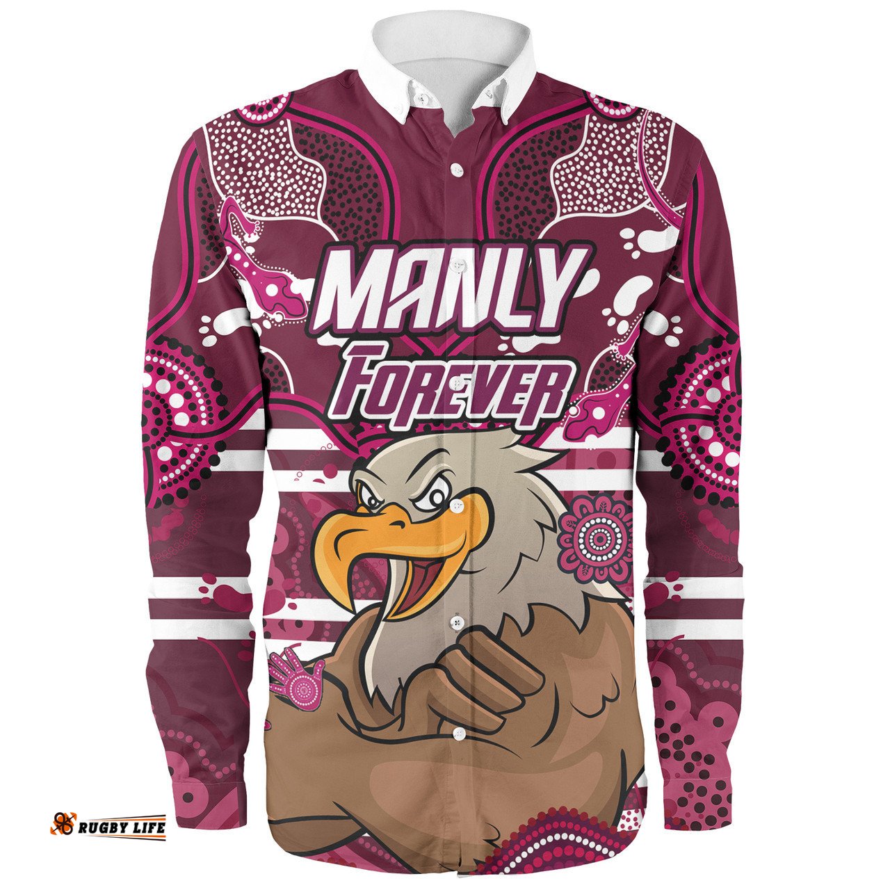 Amazing Aussie Sea Eagles Custom Manly Forever With Aboriginal Style Long Sleeve Shirt