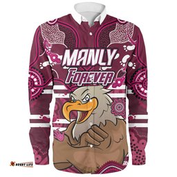 Amazing Aussie Sea Eagles Custom Manly Forever With Aboriginal Style Long Sleeve Shirt