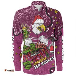 Amazing Aussie Manly Warringah Sea Eagles Christmas Custom Let's Get Lit Chrisse Pressie Long Sleeve Shirt