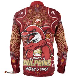 Amazing Aussie Redcliffe Dolphins Aboriginal Pattern Inspired Victory Is Ours Long Sleeve Shirt