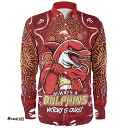 Amazing Aussie Redcliffe Dolphins Aboriginal Pattern Inspired Victory Is Ours Long Sleeve Shirt