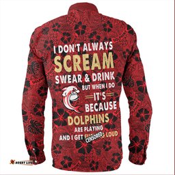 Amazing Aussie Redcliffe Dolphins Scream With Tropical Patterns Long Sleeve Shirt