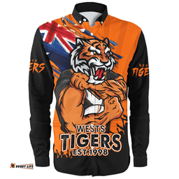 Amazing Aussie Wests Tigers Heart Of A Fighter Tough And Fearless Long Sleeve Shirt