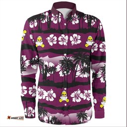 Amazing Aussie Manly Warringah Sea Eagles Tropical Hibiscus and Coconut Trees Long Sleeve Shirt