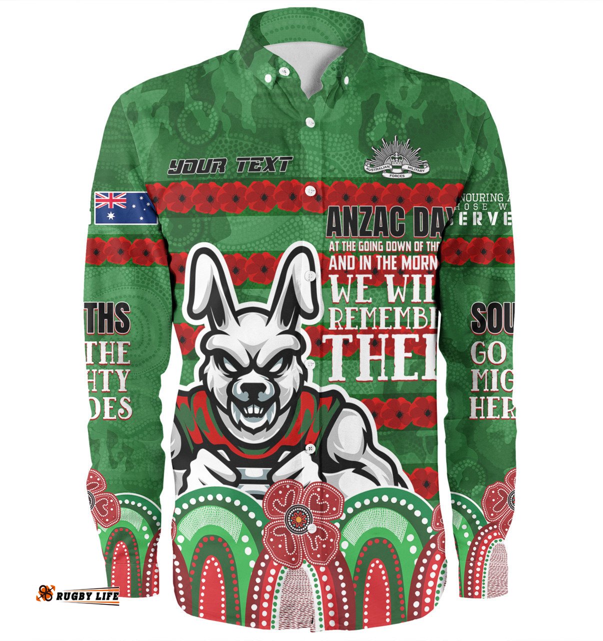 Amazing Aussie South Sydney Rabbitohs Custom Go The Mighty Heroes Shirt Long Sleeve Shirt