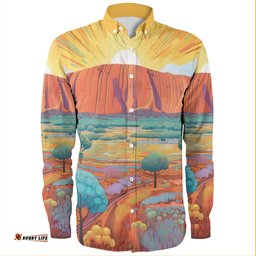 Amazing Aussie Urulu Travellings Urulu Mountain Oil Painting Arts Long Sleeve Shirt
