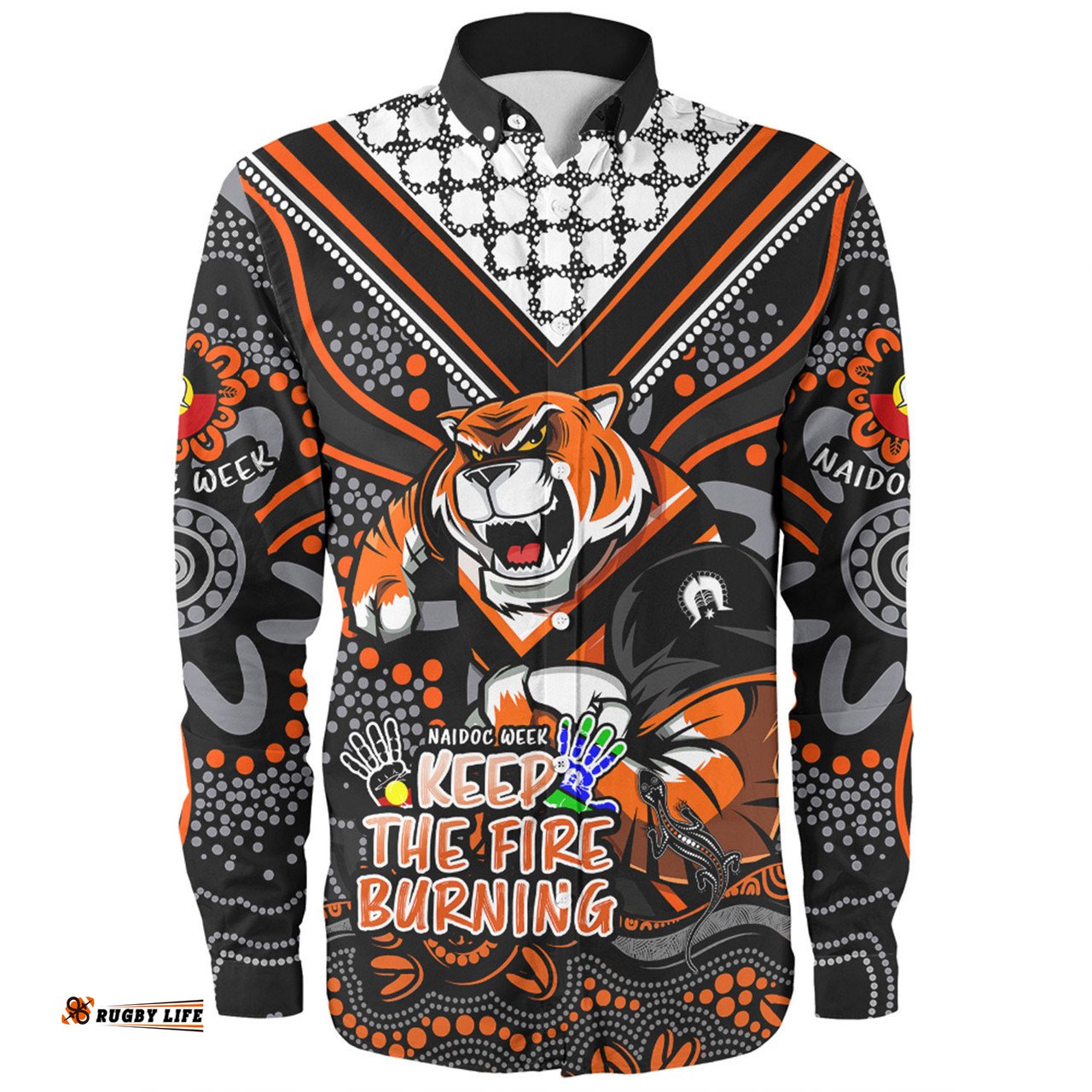 Amazing Aussie Wests Tigers Aboriginal Inspired Naidoc Week Custom For Die Hard Fan Supporters Long Sleeve Shirt