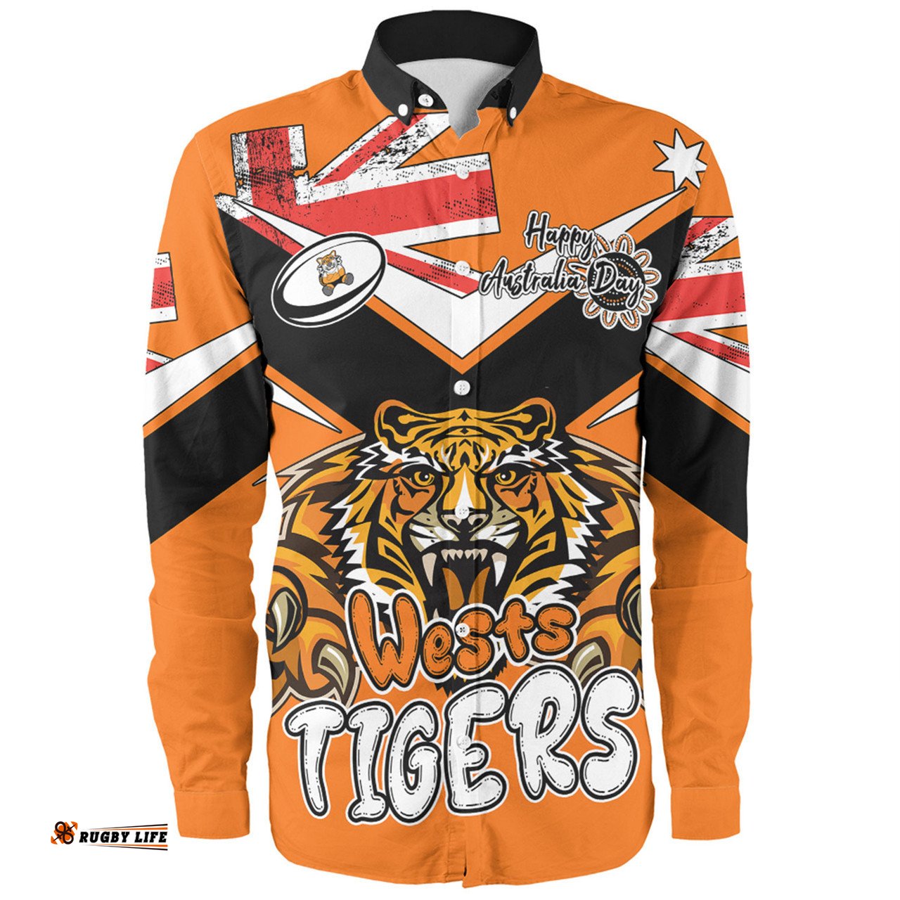 Amazing Aussie Wests Tigers Happy Australia Day We Are One And Free V2 Long Sleeve Shirt