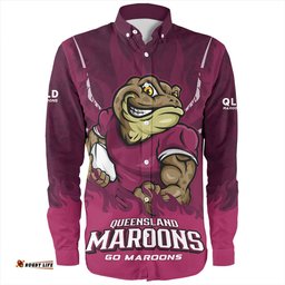 Amazing Aussie Queensland Maroons Strong Fighting Flame Go Maroons Long Sleeve Shirt