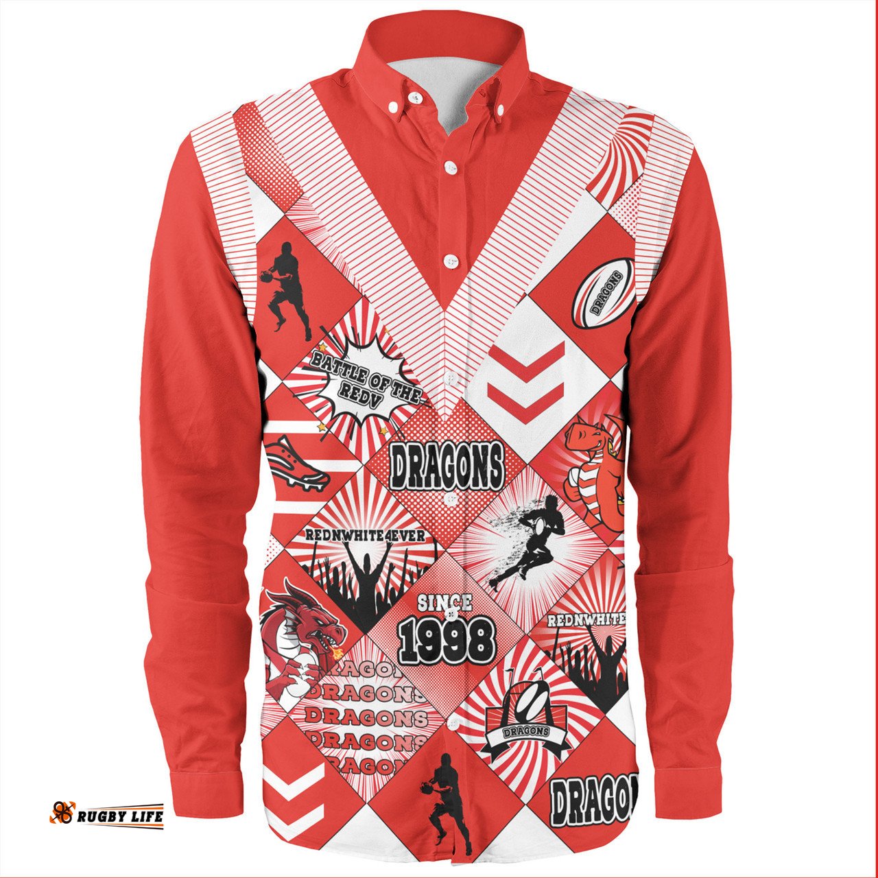 Amazing Aussie St. George Illawarra Dragons Argyle Patterns Style Tough Fan For Life Long Sleeve Shirt