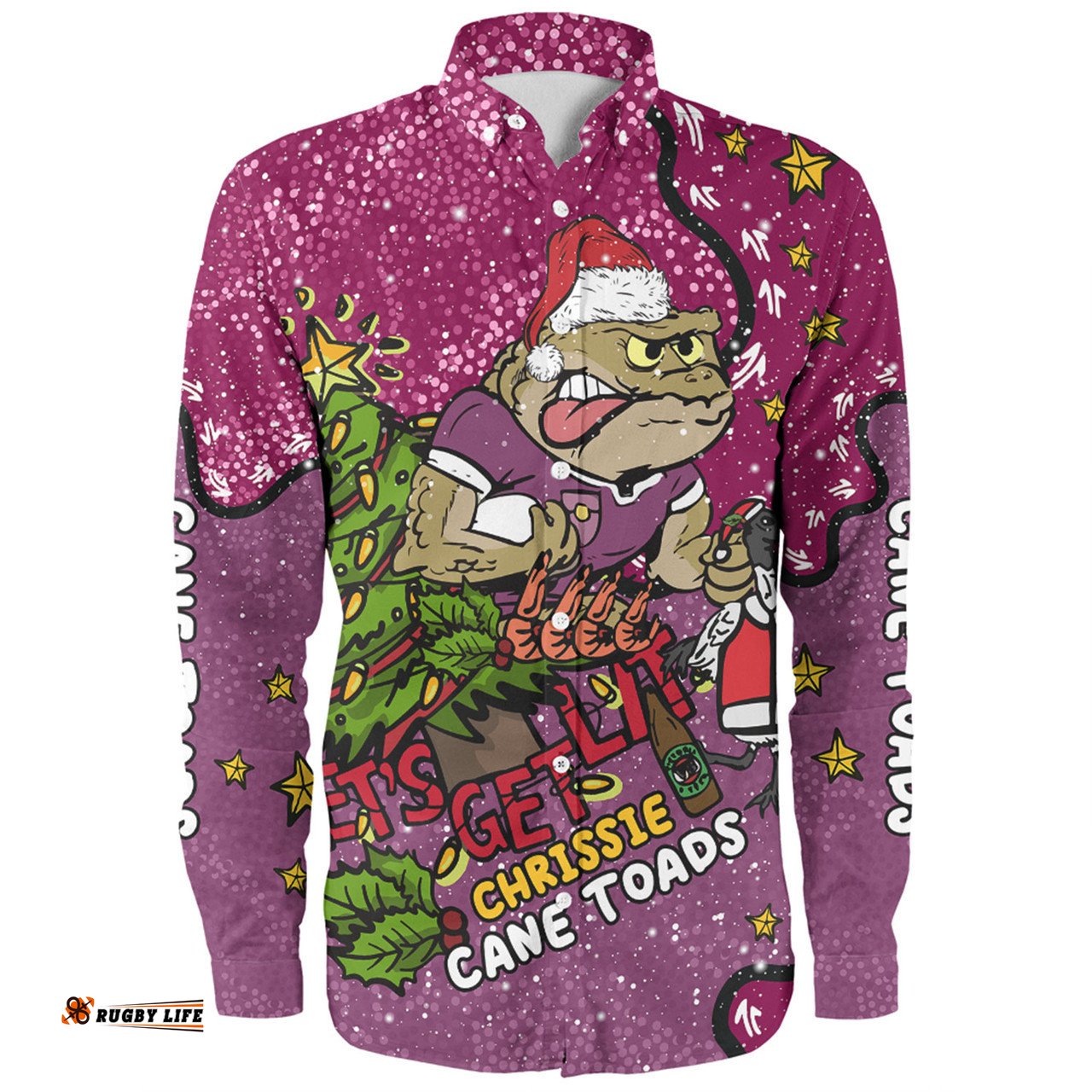 Amazing Aussie Queensland Cane Toads Christmas Custom Let's Get Lit Chrisse Pressie Long Sleeve Shirt