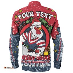 Amazing Aussie Sydney Roosters Christmas Custom Merry Christmas Our Beloved Team With Aboriginal Dot Art Pattern Long Sleeve Shirt