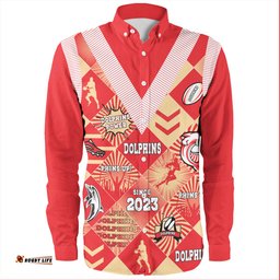 Amazing Aussie Redcliffe Dolphins Argyle Patterns Style Tough Fan Rugby For Life Long Sleeve Shirt