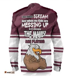 Amazing Aussie Manly Warringah Sea Eagles Father's Day Screaming Dad and Crazy Fan Long Sleeve Shirt