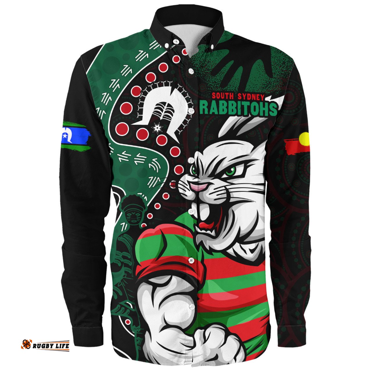 Amazing Aussie South Sydney Rabbitohs NAIDOC Indigenous Warrior Spirit Long Sleeve Shirt