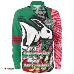 Amazing Aussie South Sydney Rabbitohs Grand Final A True Champion Will Fight Through Anything With Polynesian Patterns Long Sleeve Shirt