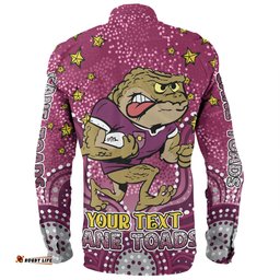 Amazing Aussie Queensland Cane Toads Custom Custom With Aboriginal Inspired Style Of Dot Painting Patterns Long Sleeve Shirt