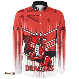 Amazing Aussie St. George Illawarra Dragons St. George Illawarra Dragons Mascot With Australia Flag Long Sleeve Shirt
