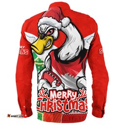 Amazing Aussie Sydney Swans Santa Scoring Touchdown On Christmas Game Day Long Sleeve Shirt