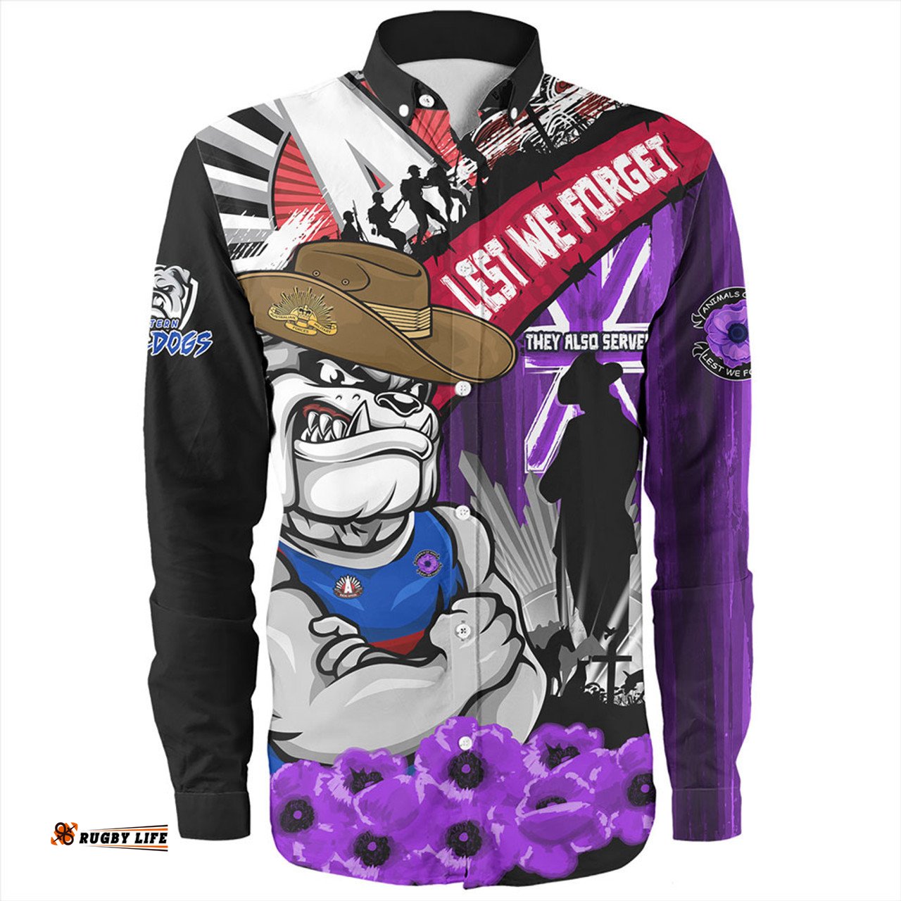 Amazing Aussie Western Bulldogs ANZAC Day Honor Purple Valor And Spirit Long Sleeve Shirt