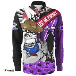 Amazing Aussie Western Bulldogs ANZAC Day Honor Purple Valor And Spirit Long Sleeve Shirt