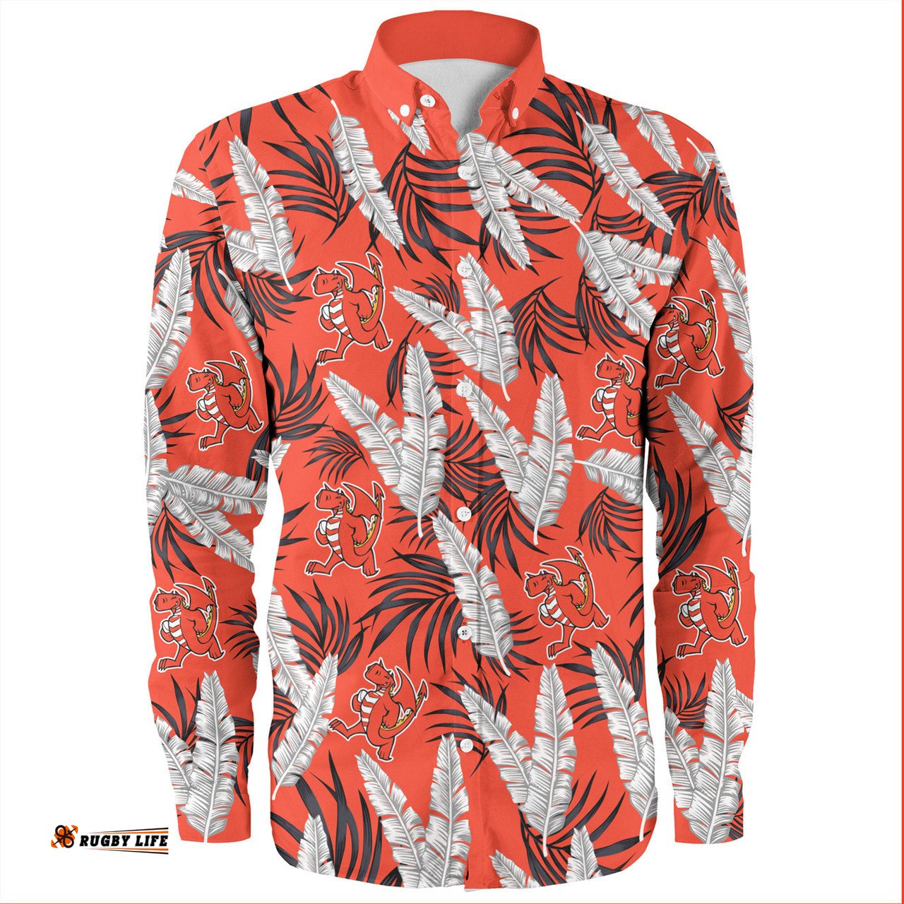 Amazing Aussie St. George Illawarra Dragons Custom Tropical Patterns St. George Illawarra Dragons Long Sleeve Shirt