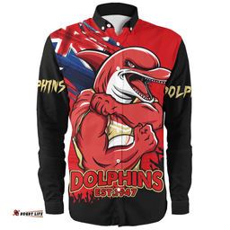 Amazing Aussie Redcliffe Dolphins Heart Of A Fighter Tough And Fearless Long Sleeve Shirt