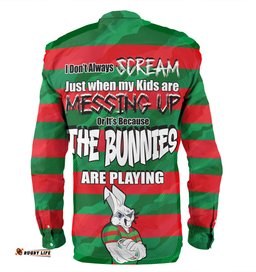 Amazing Aussie South Sydney Rabbitohs Mother's Day Screaming Mom and Crazy Fan Long Sleeve Shirt